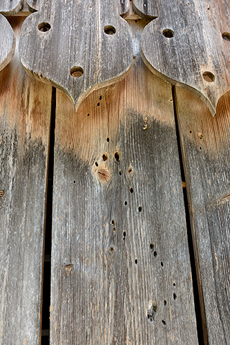 Käferfrassgänge in alten Fassadenbrettern